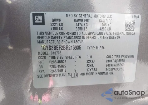 2011 Cadillac Escalade Luxury from USA, damaged, VIN 1GYS3BEF2BR216935